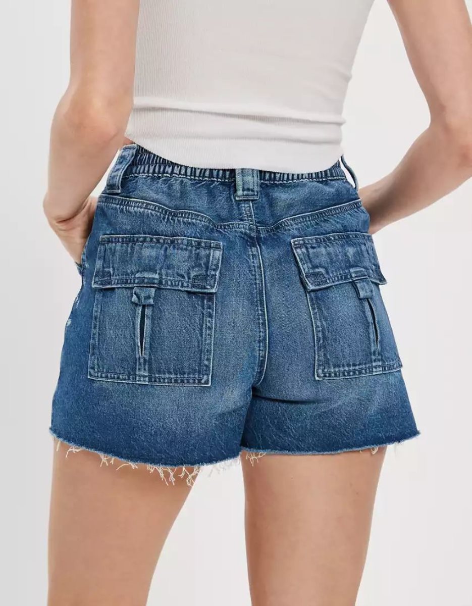 Shorts American Eagle AE Dreamy Drape Denim Highest Taille '90s Boyfriend Indigo Lavage Femme | OWK-25939180